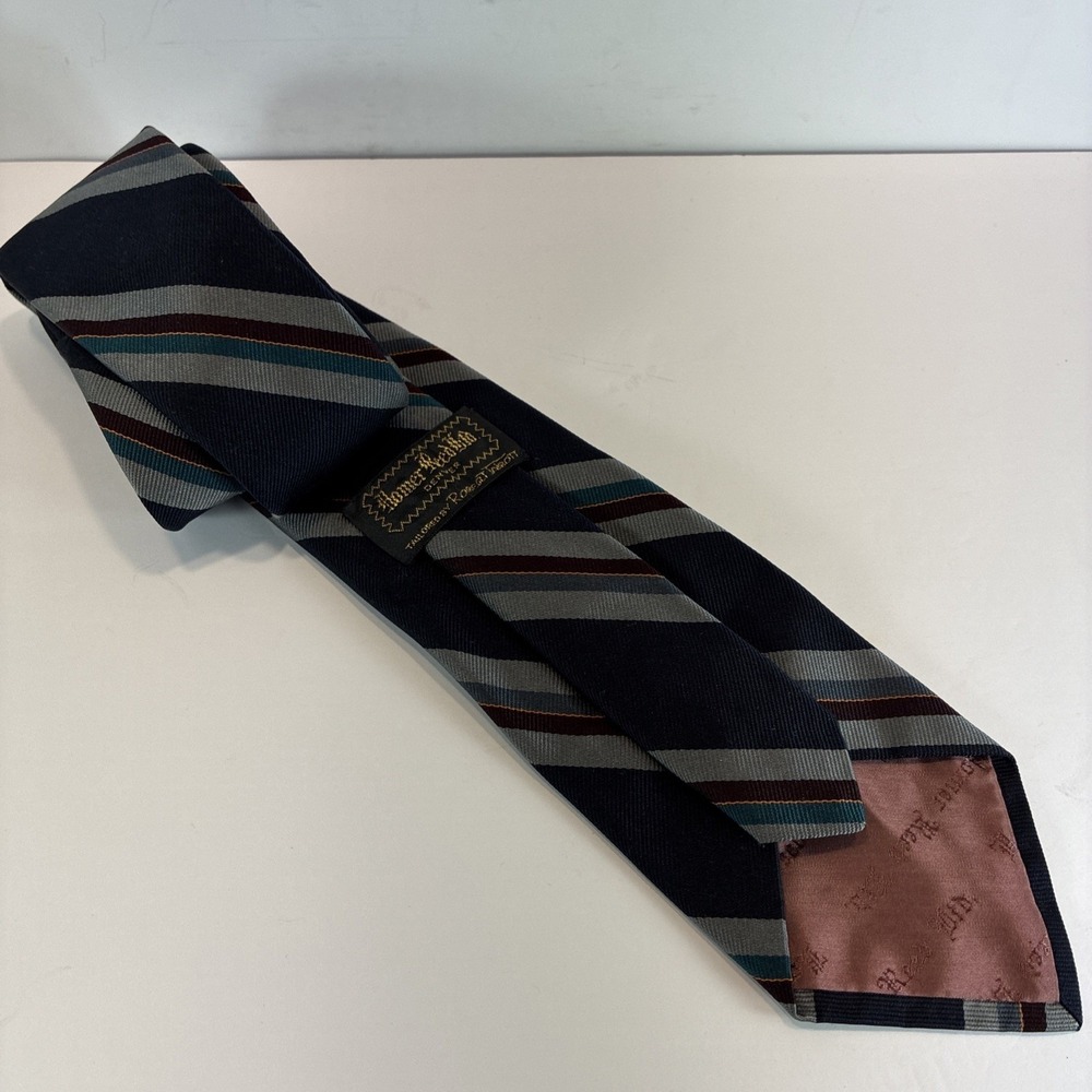 REPP Robert Talbott for Homer Reed Silk Stripe Blue Tie USA Hand Sewn 3.5x57 GUC - Picture 4 of 11